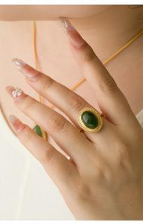 💚【和田碧玉 s925银镀金 戒指 吊坠】配送证书,「花丝金镶玉」和田